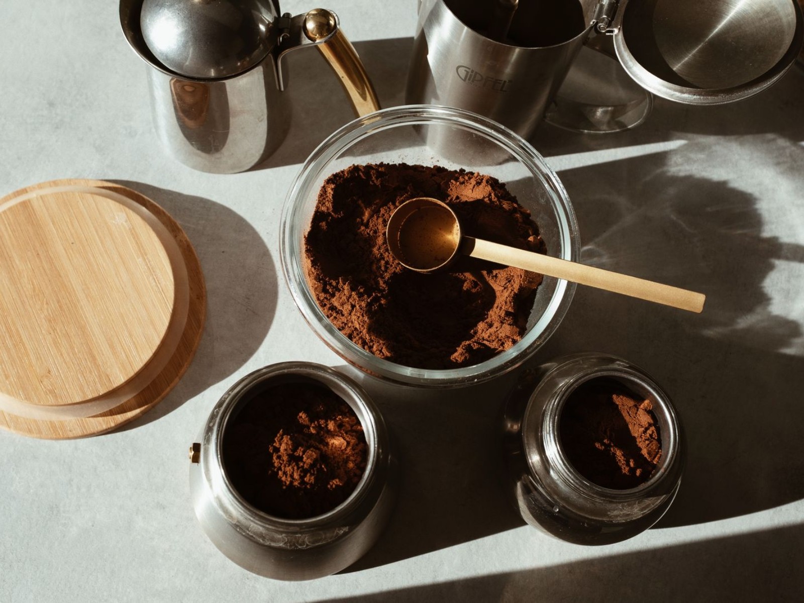 Glass jars used to preserve coffee freshness