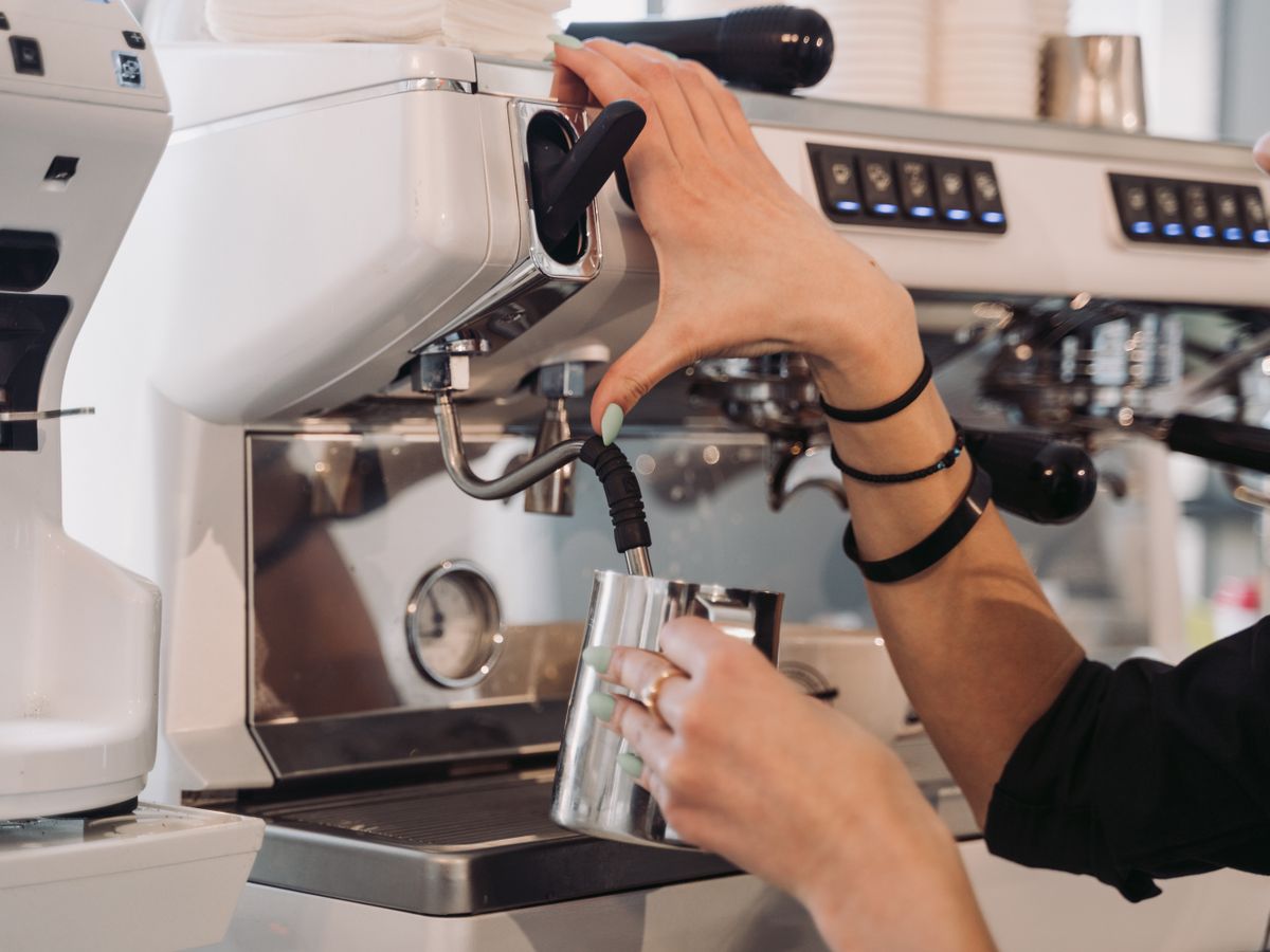 Steaming milk with an espresso machine steam wand for microfoam